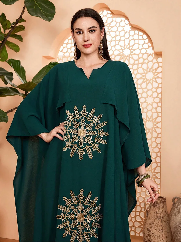 

Мусульманские женские платья Ид Джеллаба Дубай Абая Турция Кафтан Рамадан Свободное вечернее платье Ислам Джалабия Кафтан Марокканский женский халат