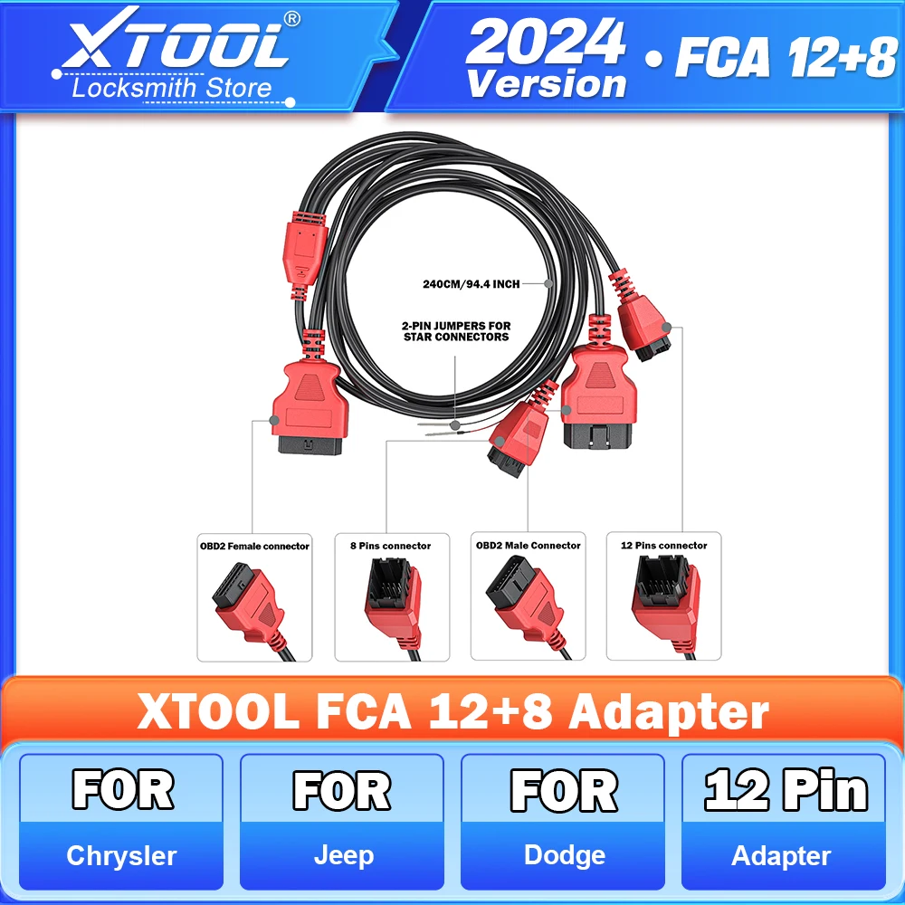 Xtool fca 12 8 adapter für chrysler obd2 stecker 12 bis 8 pin diagnose kabel fca/diagnose kabel für nissan 16pin 32pin