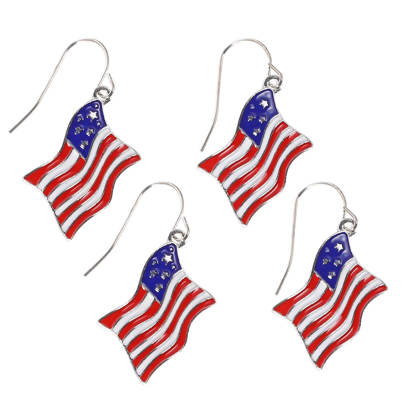 

Flag Earrings 2 Pairs Lightweight Alloy Studs Heat Resistance Comfortable Elegant Jewelry Supplies Trendy Women Patriotic