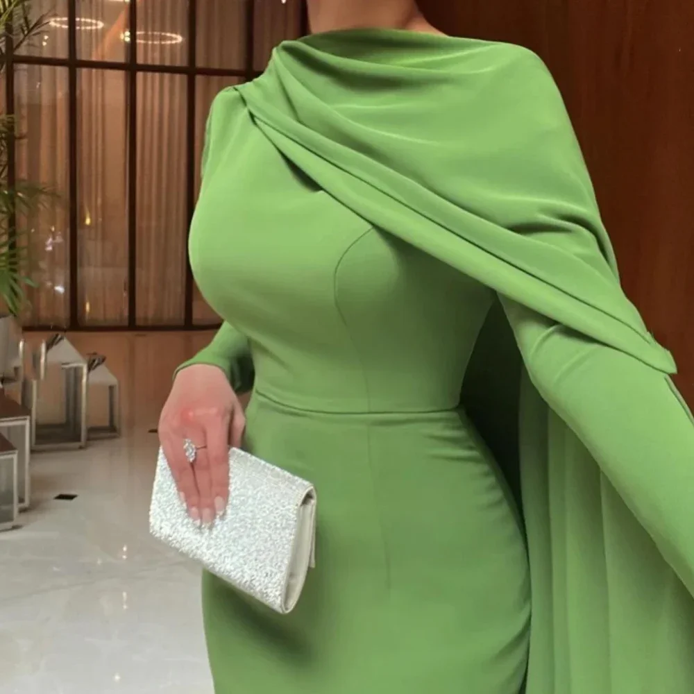 Customized Casual Simple Retro Classic Evening Dresses Jersey Pleat Straight High Collar Long Dresses High quality Matching