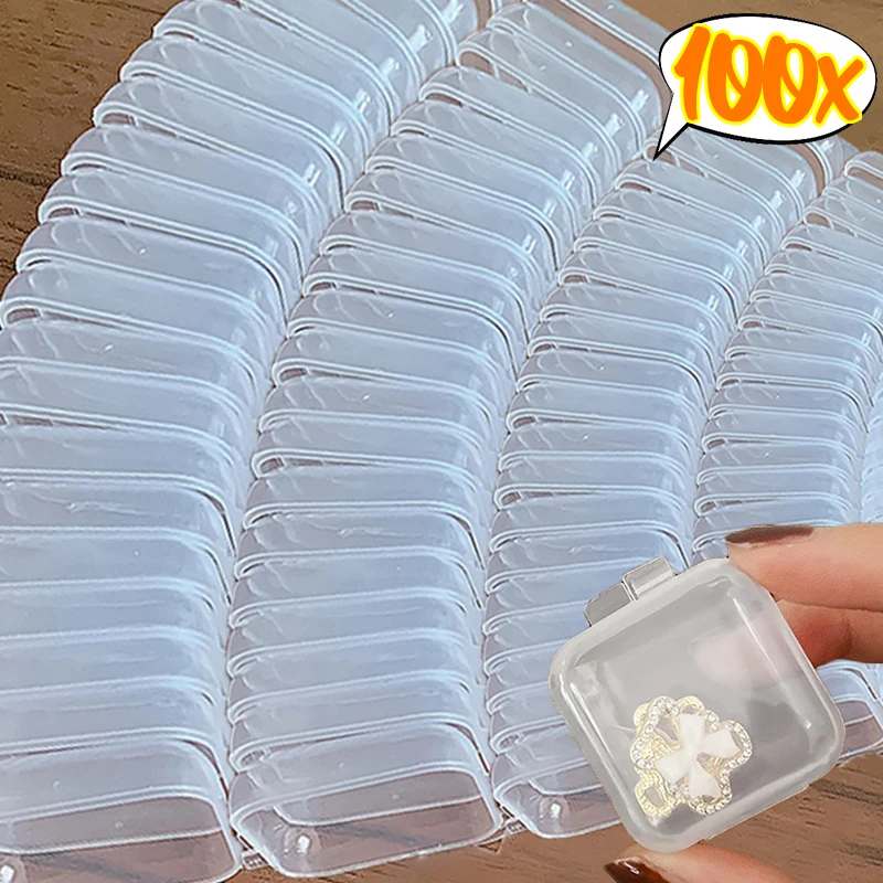 Mini boîtes de rangement carrées transparentes en plastique, pour pilules, bijoux, boucles d'oreilles, bagues, boîte de rangement, boîte de Protection anti-poussière, organisateurs