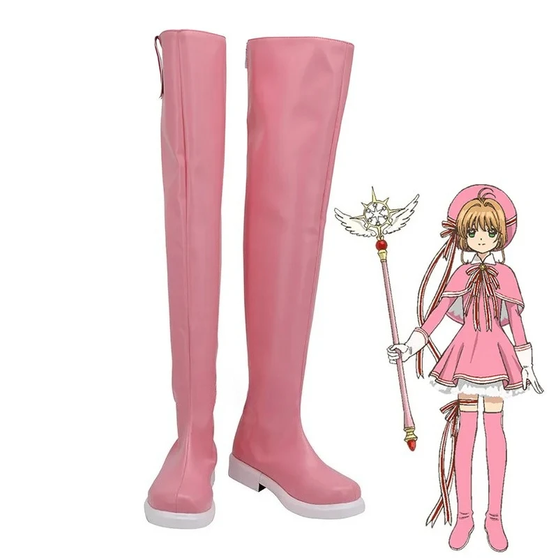 Anime Cardcaptor Sakura Kinomoto Cosplay Pink Shoes Boots Props