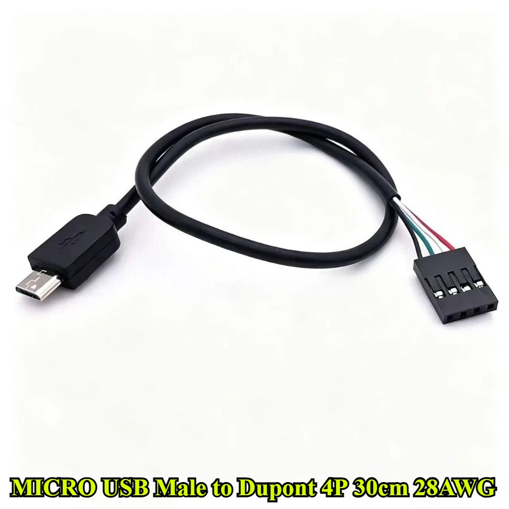 MICRO USB Male to MX1.25mm/PH2.0mm/XH2.54mm/Dupont 4P Data Cable Android Touchscreen Terminal Wire 30cm 28AWG Connection Line