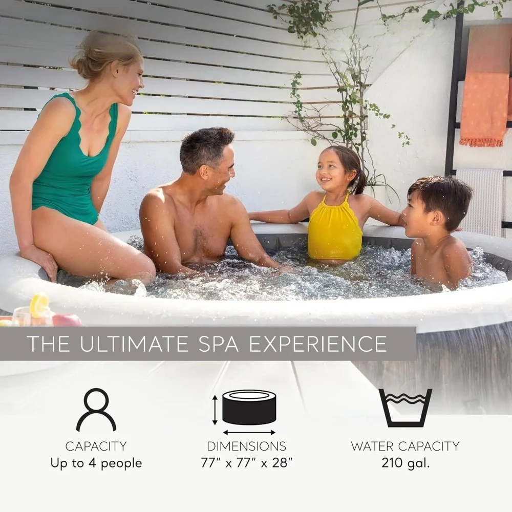 Greywood Deluxe Spa Set: Includes Energy Efficient Spa Cover - 140 Bubble Jets - Round Design - 4, Custom