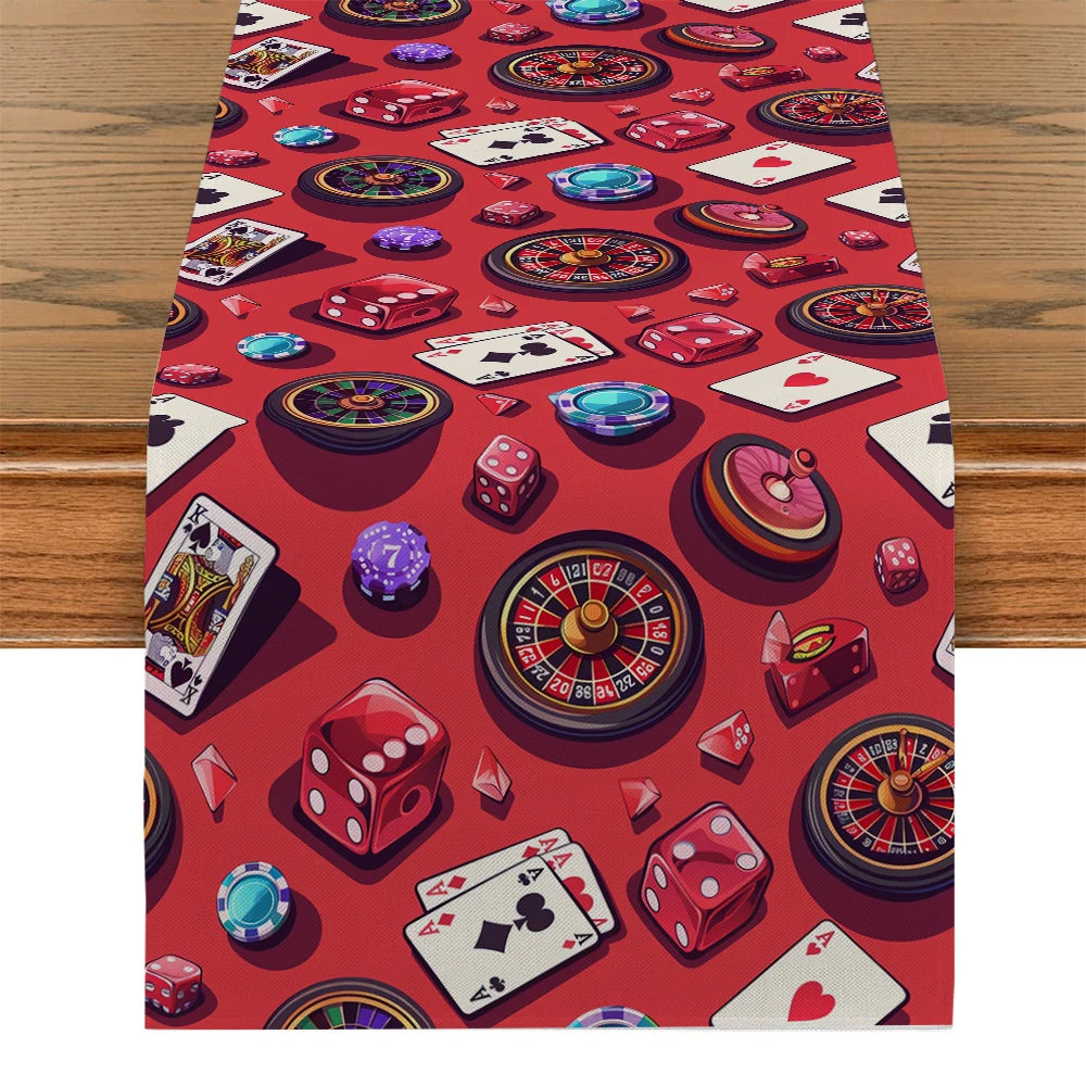 Poker Roulette Würfel Tisch läufer Kommode Dekor für Küche Urlaub Party Tisch läufer wasch bar Essen langes Tuch