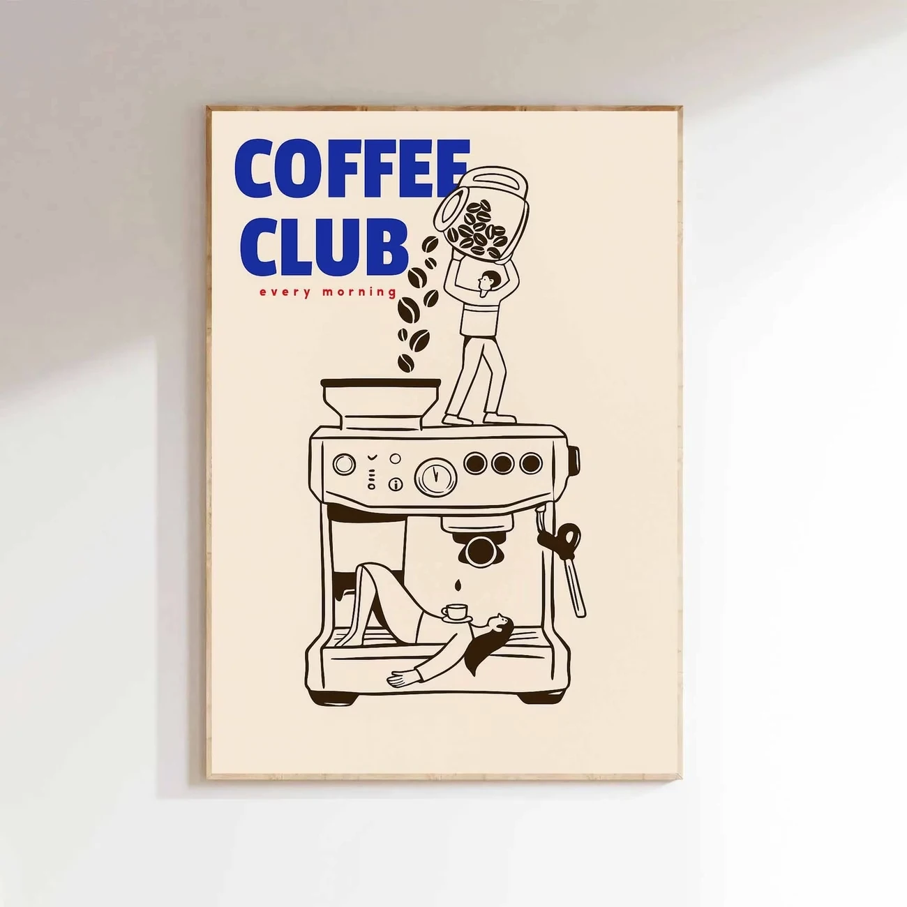 Modern,Retro Men's Coffee Pouring Machine Club Wall Art Print Canvas Painting Poster Picture For Living Room,Bedroom Home Decor
