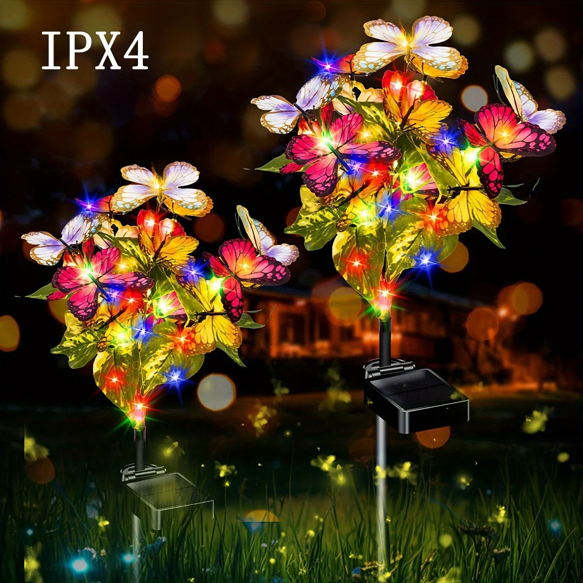 

2pc Solar-Powered Outdoor Butterfly Lights - IPX4 Waterproof Garden Stake Lights with Solar Panel for Patio Lawn & Terrace Decor