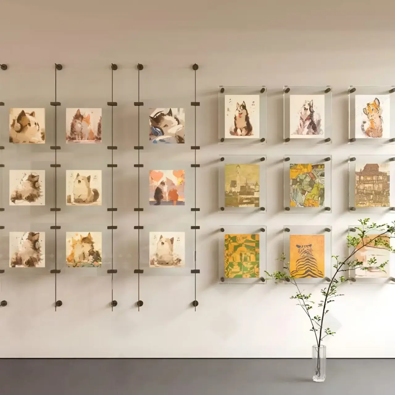 Acrylic 3D three-dimensional mural modern wall hanging display stand living room acrylic frame decorative painting metal