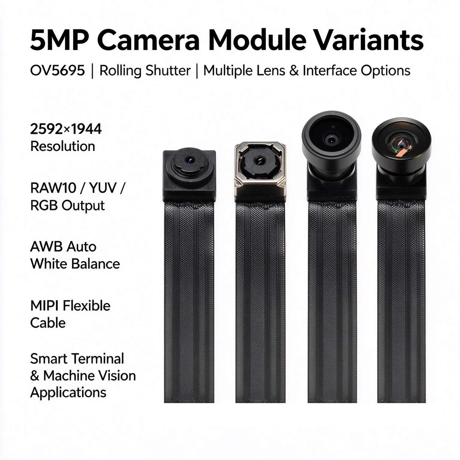 5MP OV5695 Camera Module 200MM MIPI Interface 30P for RK3568 RK3566 Mainboard
