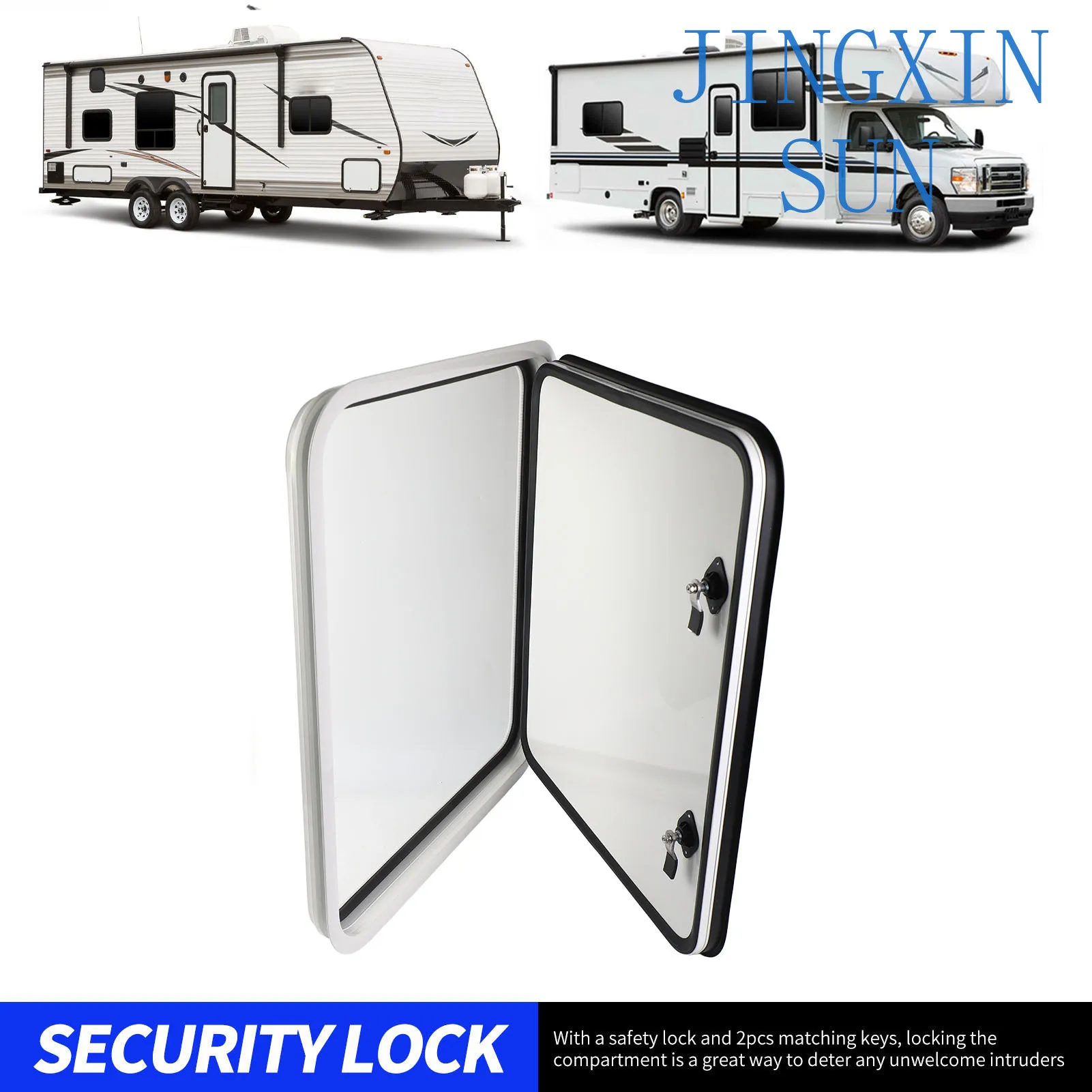 Baggage Compartment Access Door Waterproof Strong Sealing Heavy Duty Rounded Corners RV Baggage Door with 2 Keys for Trailer