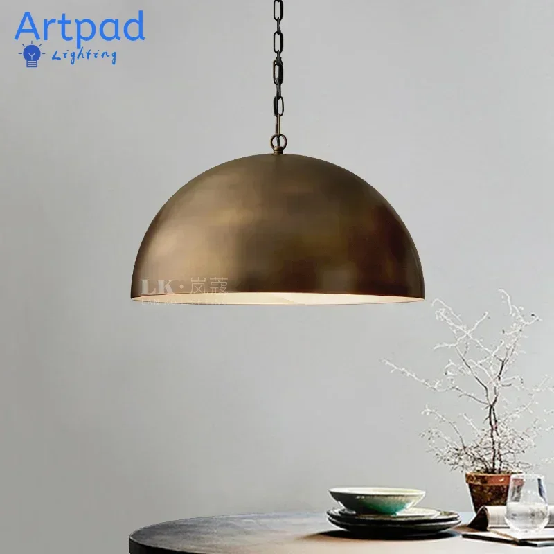 

Artpad Designer Brass Pendant Light for Island Kitchen Dining Room Bar Decor LED Vintage Copper Round 30/40/50cm Hanging Lamp