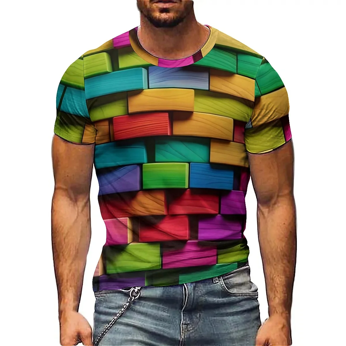 European and American Gothic Style Men's 3D Printed Short Sleeved T-shirt with Innovative Design Suitable for Home Outings, Part