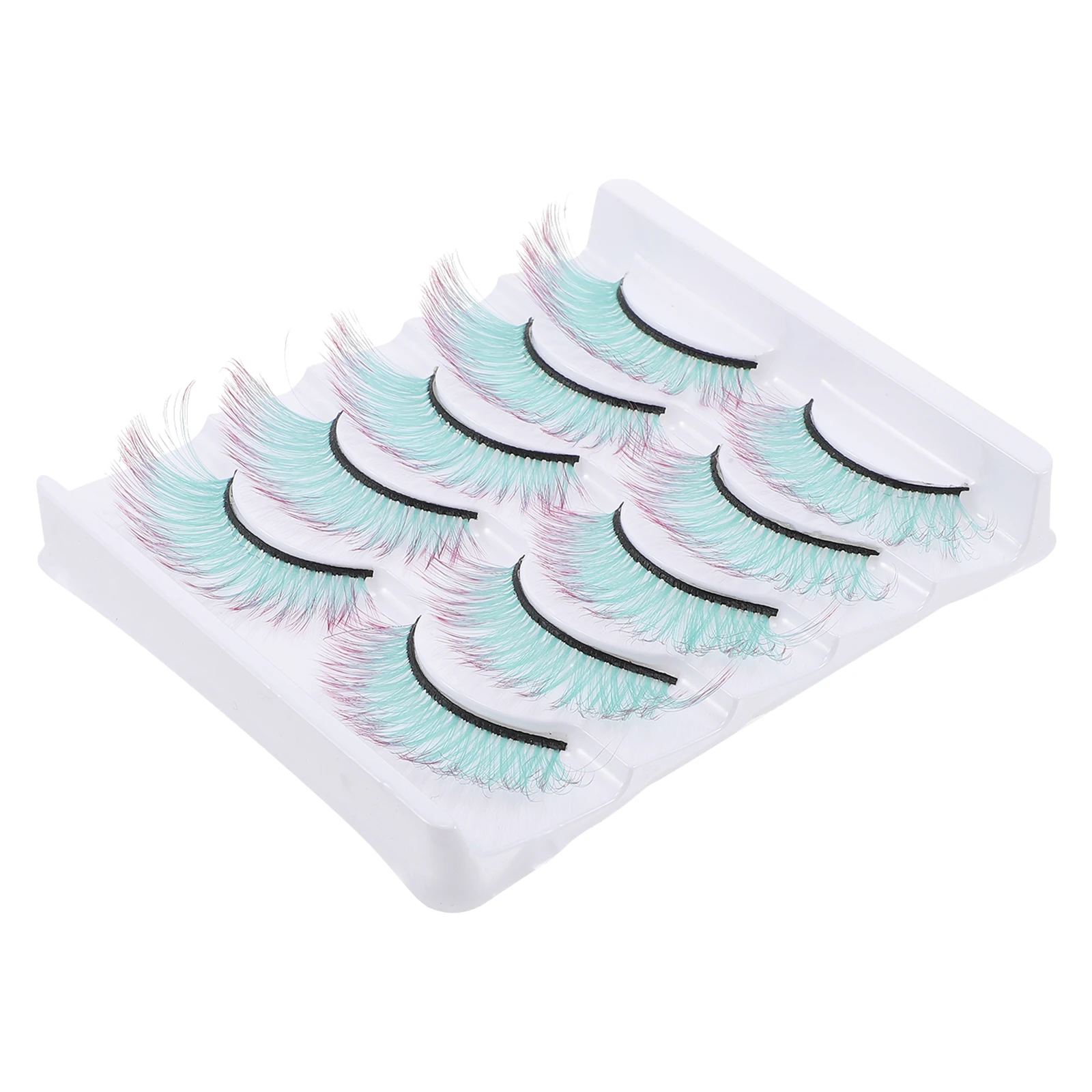 

5Pairs Colorful Faux Eyelashes False Lash Extensions Eye Makeup Halloween Party Club Stage Performance Colored Eyelashes