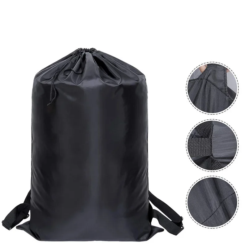 1/10PC Foldable Laundry Backpack Large Capacity Dirty Clothes Organizer for Travel Dorm Gym Resistant Polyester Drawstring