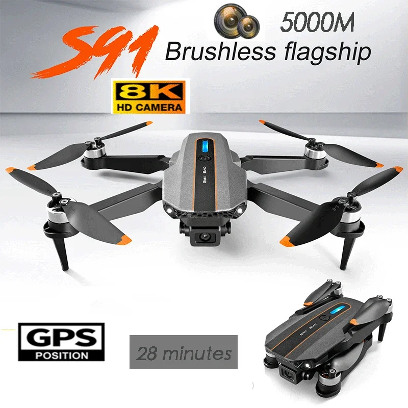 Fyzs s91 Hindernis vermeidung rc Drohne 5g wifi fpv 8k hd Doppel kamera 360 ° Laser GPS zurück bürstenlosen Motor Quadcopter faltbares Spielzeug