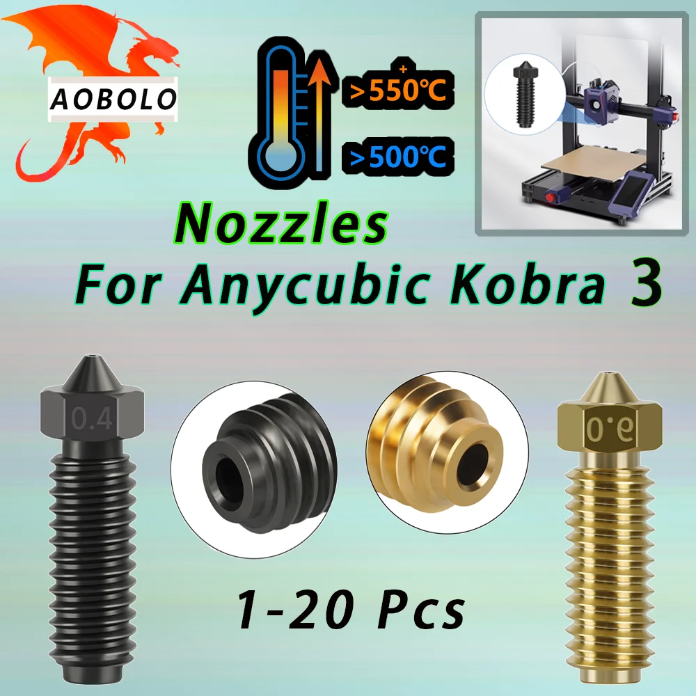 

For Anycubic Kobra 3 Combo Hotend Nozzle 0.2 0.4 0.6 0.8 Hardened steel Brass Nozzle For Anycubic Kobra3 Spare Parts Accesories