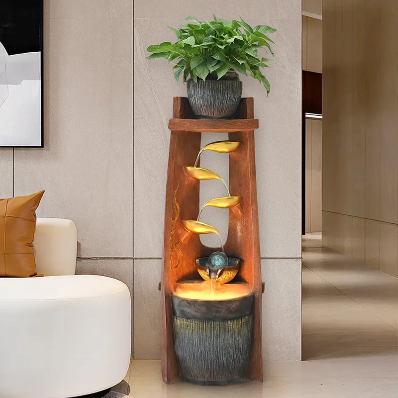 Chinese-style running water makes money floor ornaments, living room entrance circulating water fountain humidifier decoration