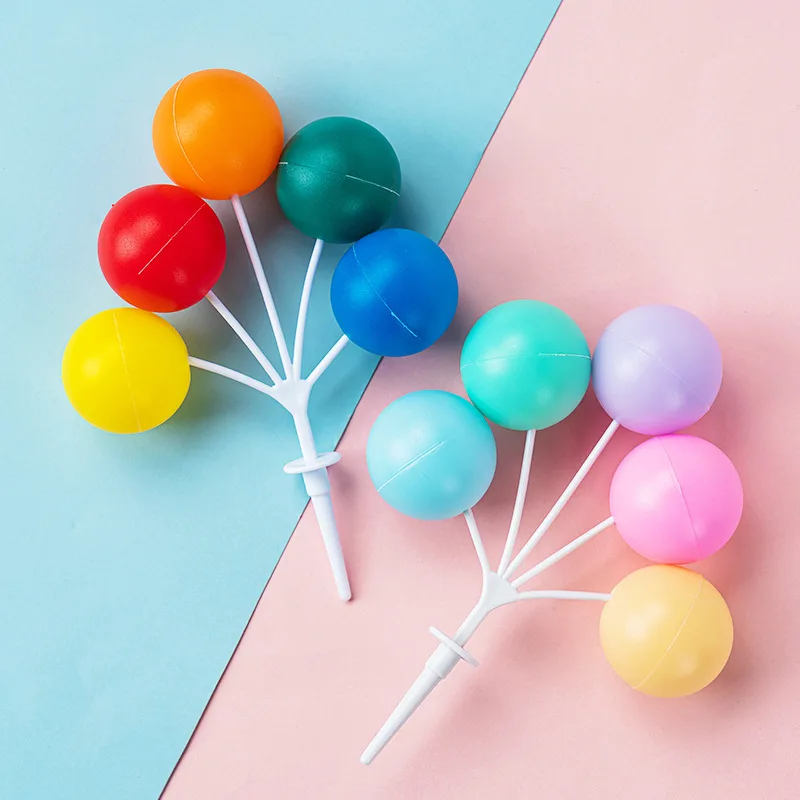 5 قطع من زينة الكيك: أوتار بالونات بلاستيكية ملونة غير صالحة للأكل، كرات مستديرة تحجب الألوان القديمة لتزيين طاولة حلوى أعياد الميلاد #1