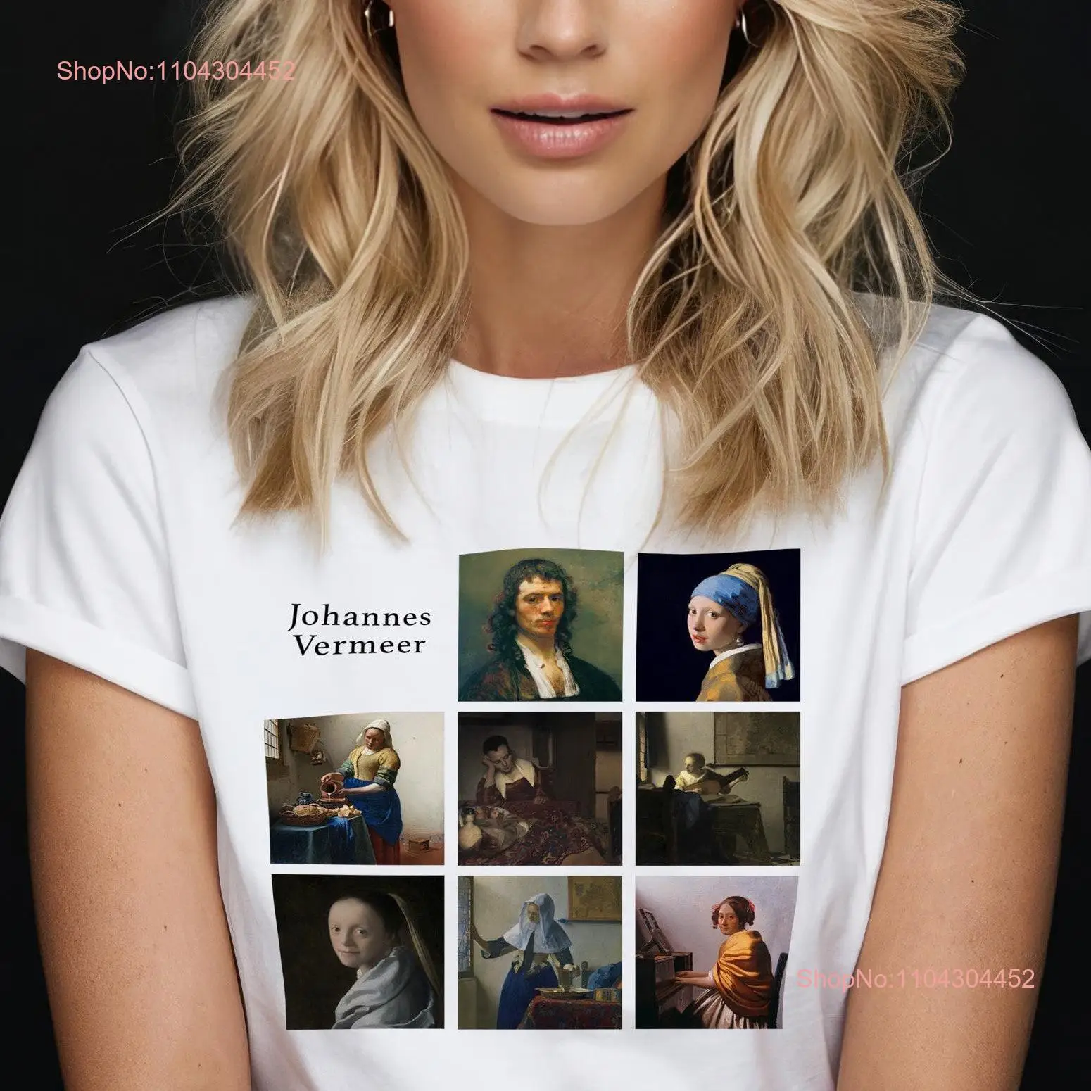 Johannes Vermeer Iconic Paintings on T Shirt Girl with a Pearl Earring Clothing Fine Art Classic Artwork