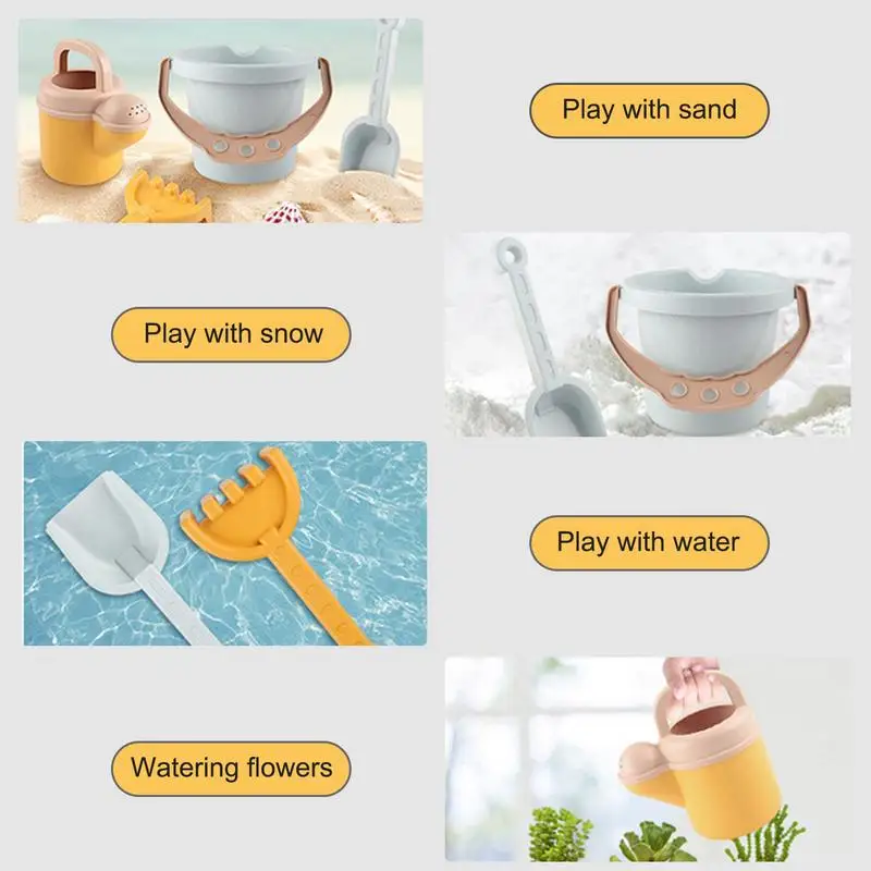 Children Summer Toys Seaside Wheat Straw Beach Toys Bucket Spade Shovel Rake Water Tools Set For Kids Toys Fun Shovel Molds