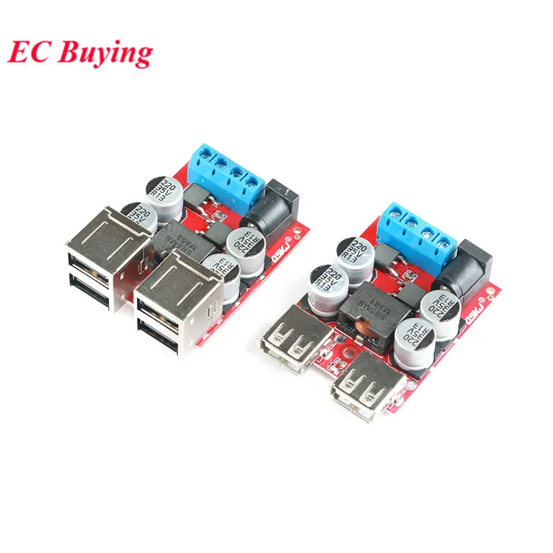 DC-DC Vehicle Charging Board 8V-35V 5V 8A 10A Power Supply Depressurization Module 2 4 port USB Output mobile Charger Car