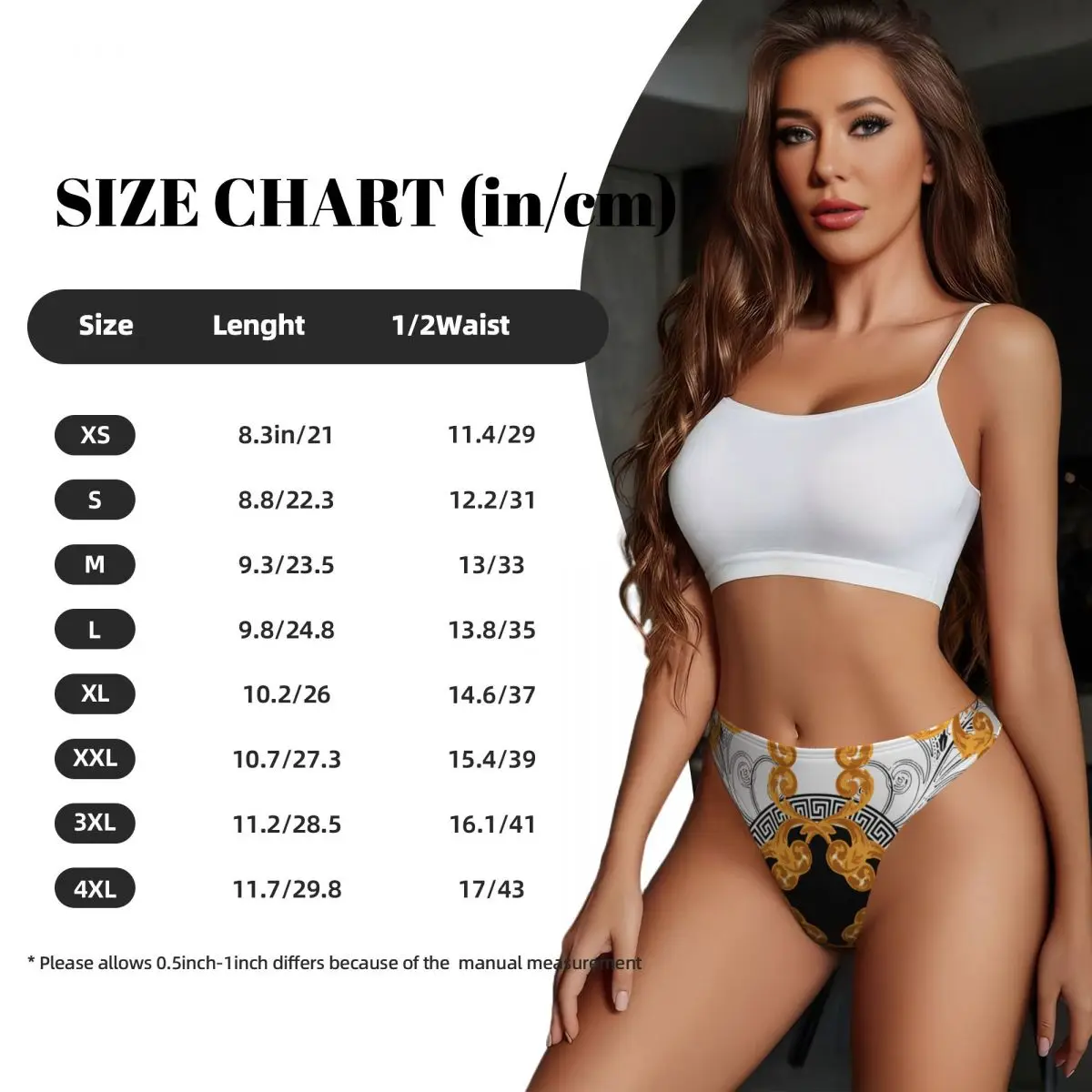 Sexy Panties Thongs Underwear Women's Breathable Lingerie Custom Golden Baroque Thong