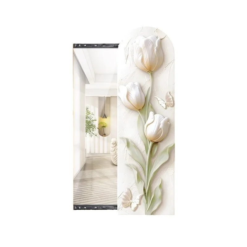 Lustro przesuwne na całą sylwetkę, niewidoczne, z efektem kremowego wiatru, dekoracyjny obraz