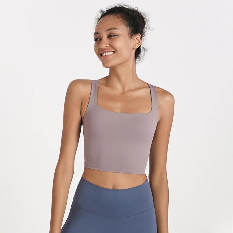 Women Cross Back Shockproof Sports Bra with Removable Padded High Support Yoga Running Fitness Tank Top Bras