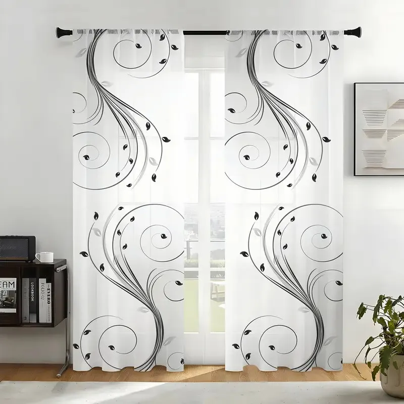 2pcs Simple Black Striped Curtains: Rod Pocket Style, Suitable for Daily Use in Living Rooms / Bedrooms, Modern Minimalist Deco