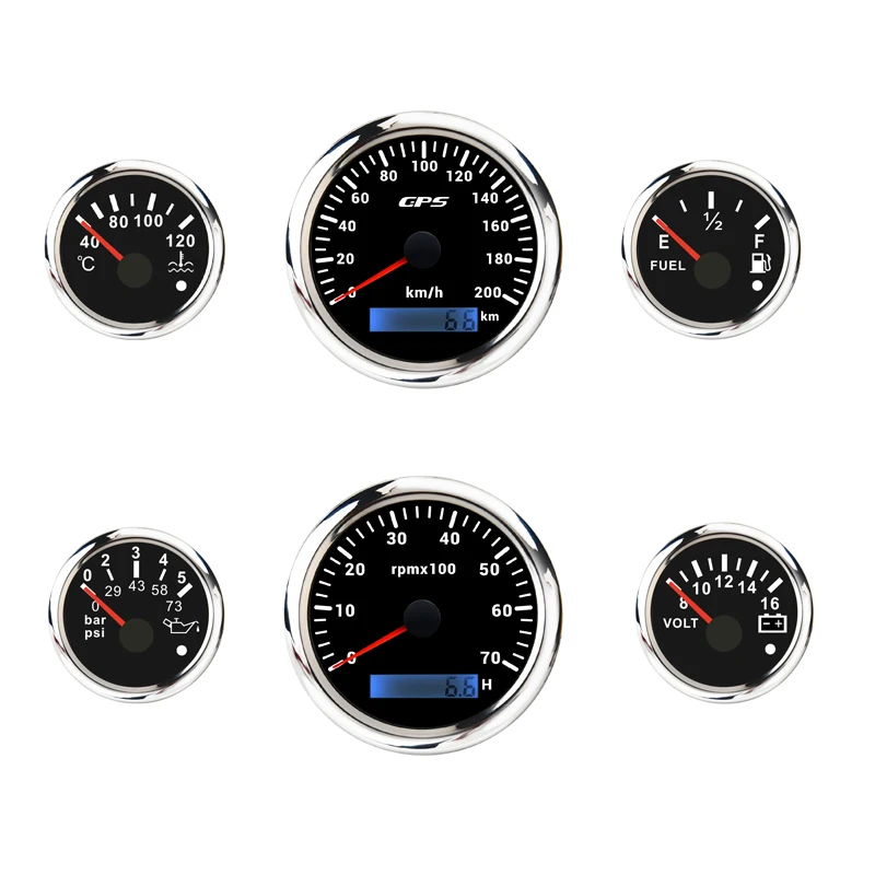 6 Set Any Universal Modification Auto Cars Gauge with Speedometer Gauge