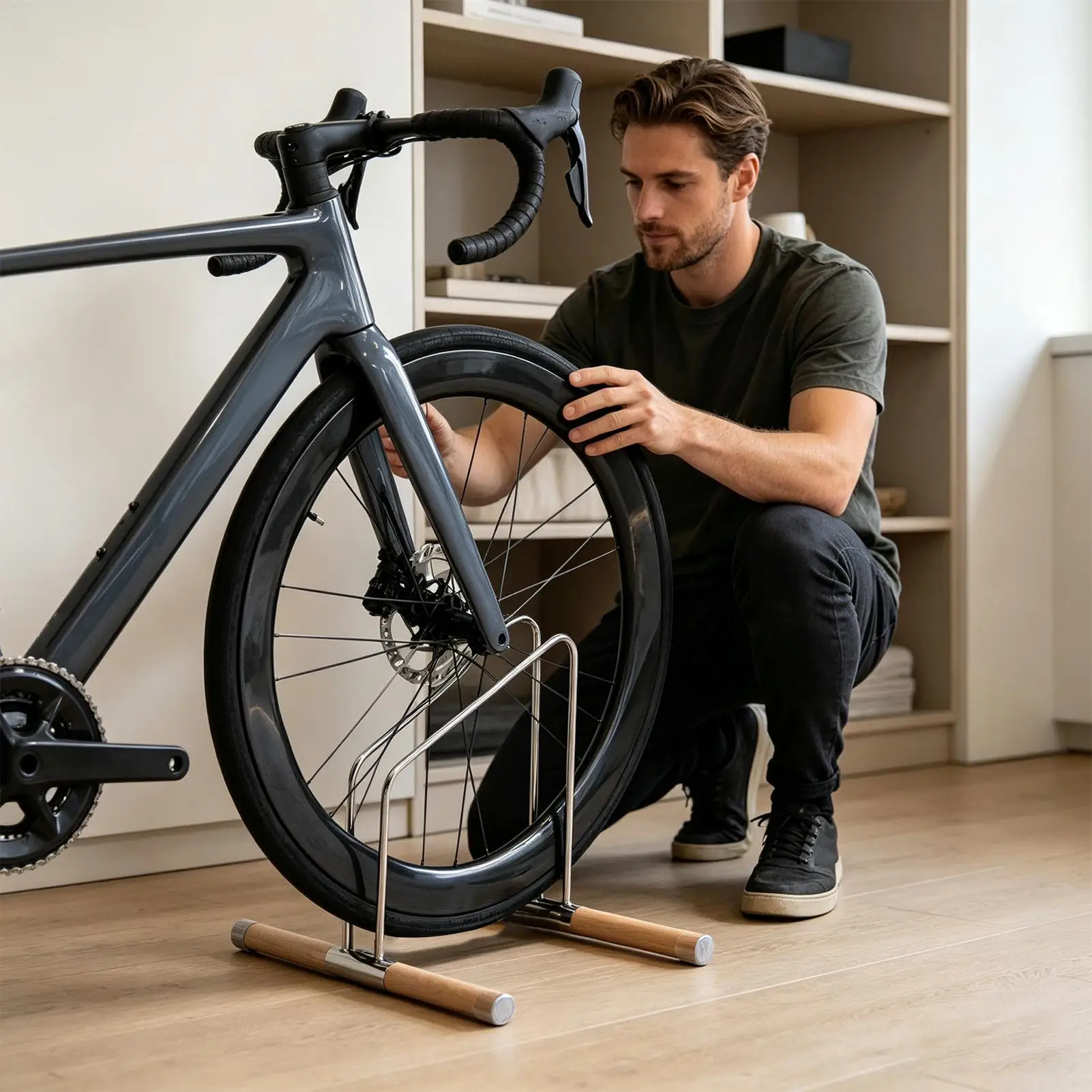 Floor Bike Stand Bicycle Ground Parking Mount Garage Bike Floor Stand For Mountain Road Apartment Home Workshop Garage Outdoor