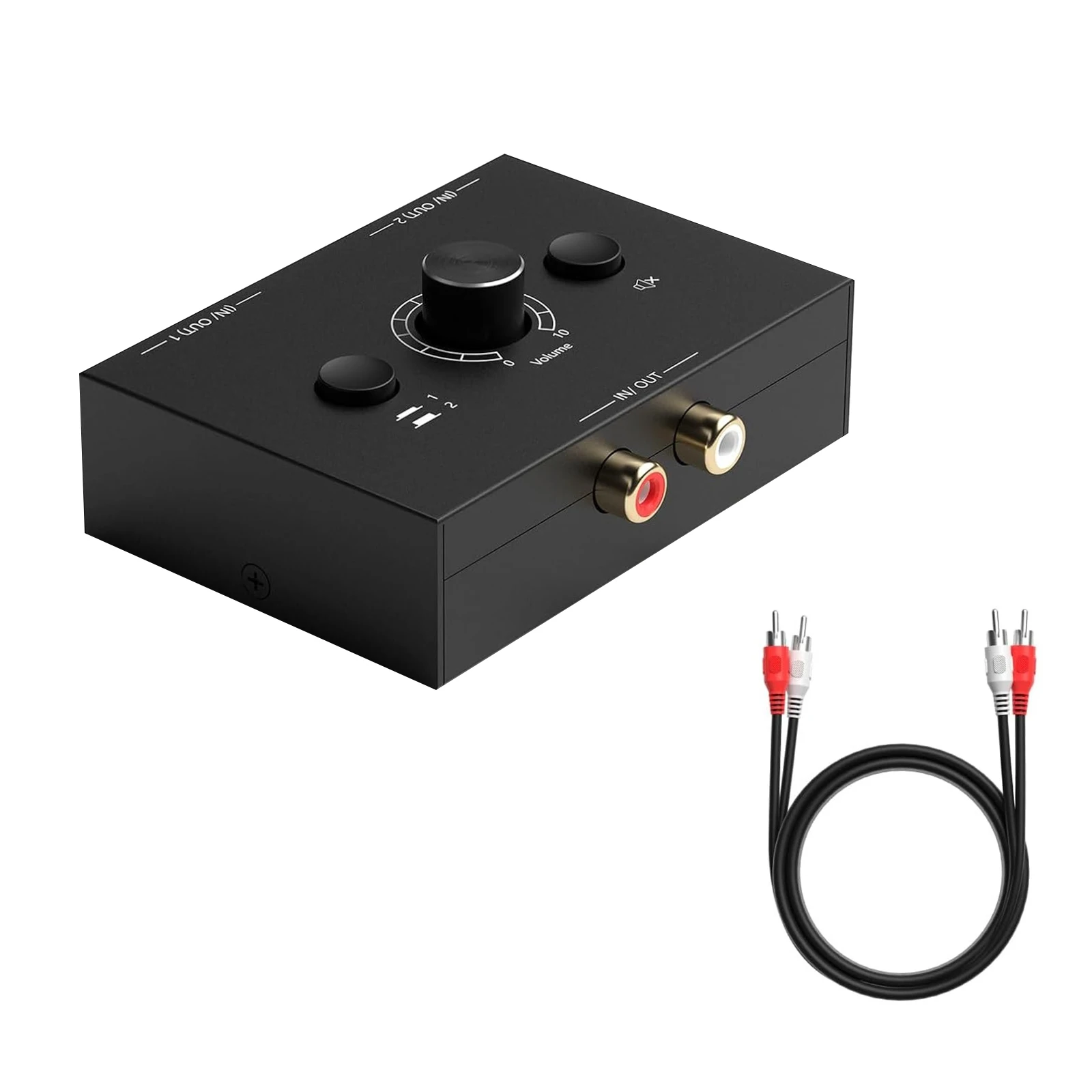 2x1 / 1x2 L / R  Stereo Audio Bi-Directional Switcher With Mute Button Portable RCA Stereo Audio Switch Audio Splitter Up to 8m