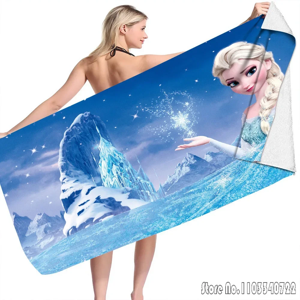 Anime Elsa Frozen Princess Series Bath Towels Microfiber Beach Swimming Towel Decor for Kids Gift 75x150cm