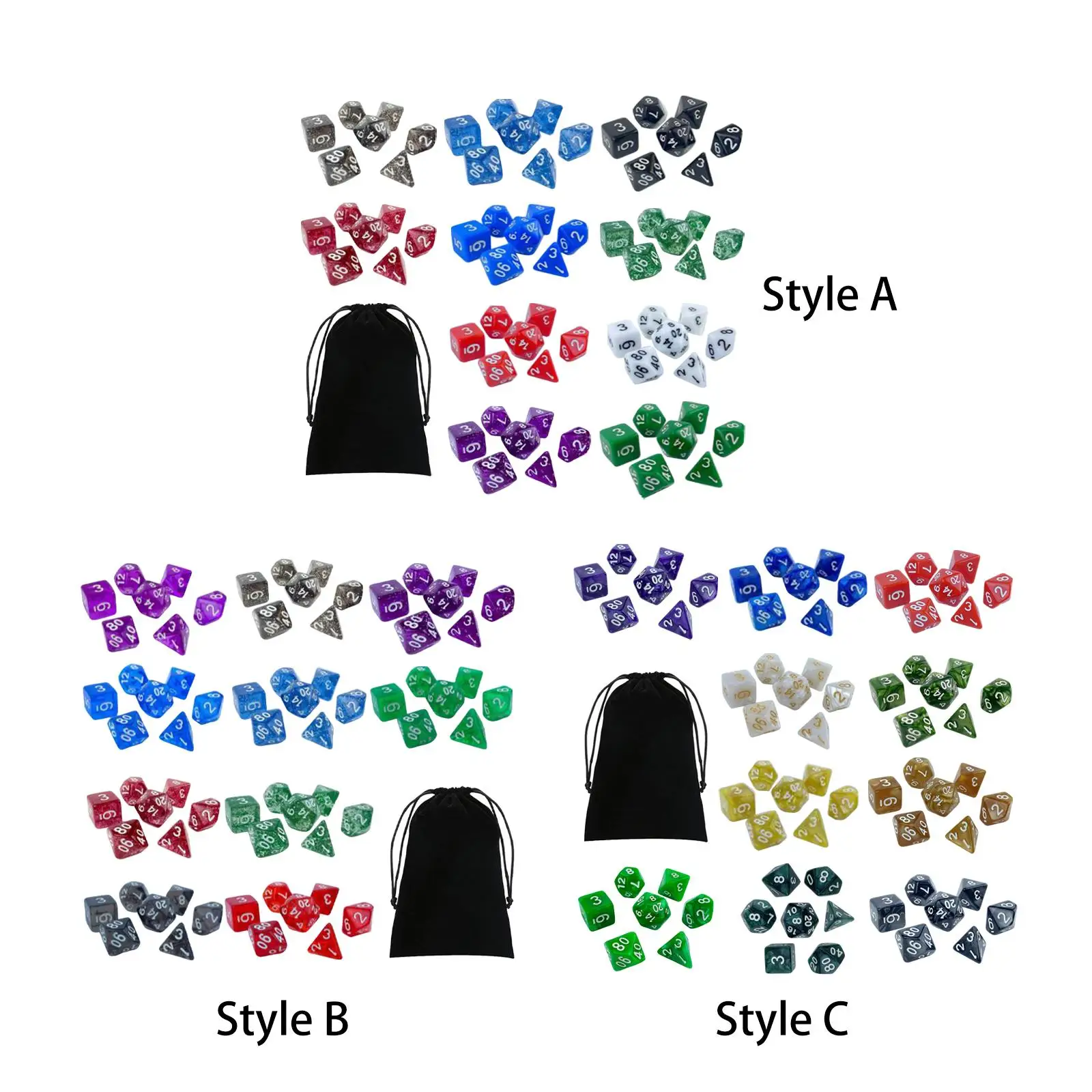 70 Pieces Acrylic Polyhedral Dice ,Entertainment Toy ,Table Games with Storage