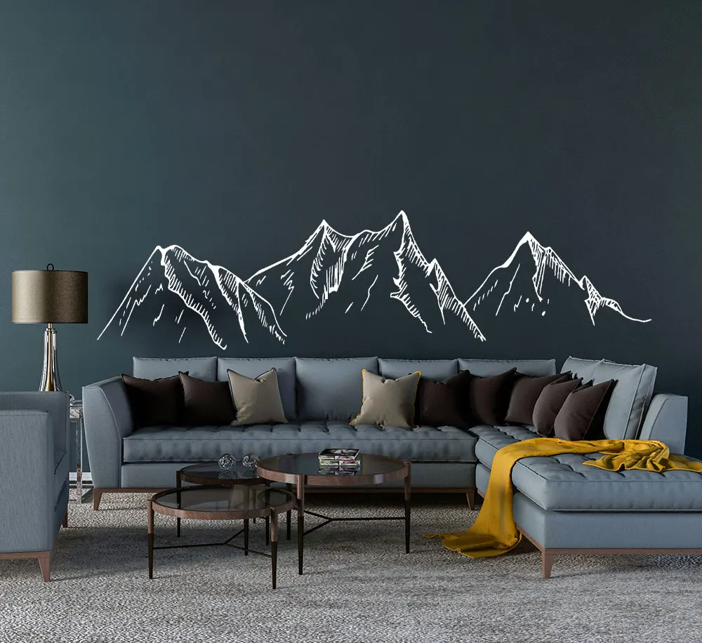 Mountain Silhouette Wall Decal Mountains Vinyl Sticker Farmer House Murals For Living Room Mordern Room Decoration 3901