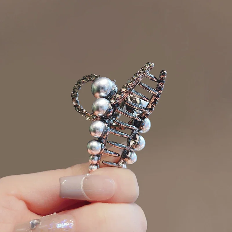 Temperament Perlen Strass Geometrische Kreuz Haar Klaue High-end-frauen Hinterkopf Halb-gebunden Haar Grip Koreanischen stil Haarnadel – Detail 3