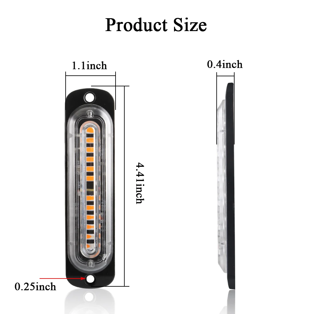 12-24V 12-LED Emergency Warning Caution Hazard Construction Strobe Light Bar with 16 Different Flashing for Car Truck SUV 12-24V