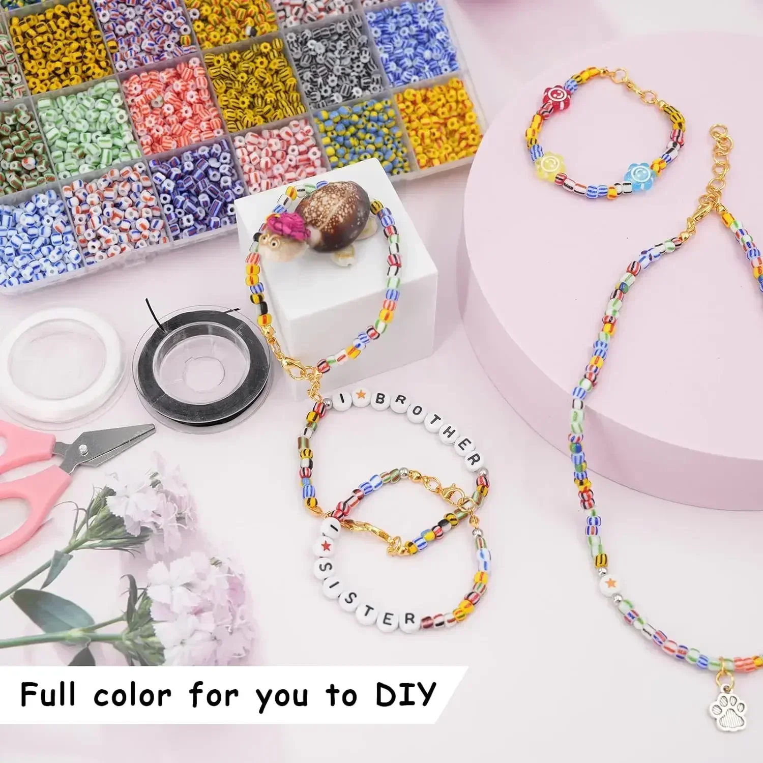 10g 4mm Mixed Stripe Czech Glass Seed Round Spacer Beads For DIY Jewelry Making Bracelet Necklace Earring Accessories Wholesale