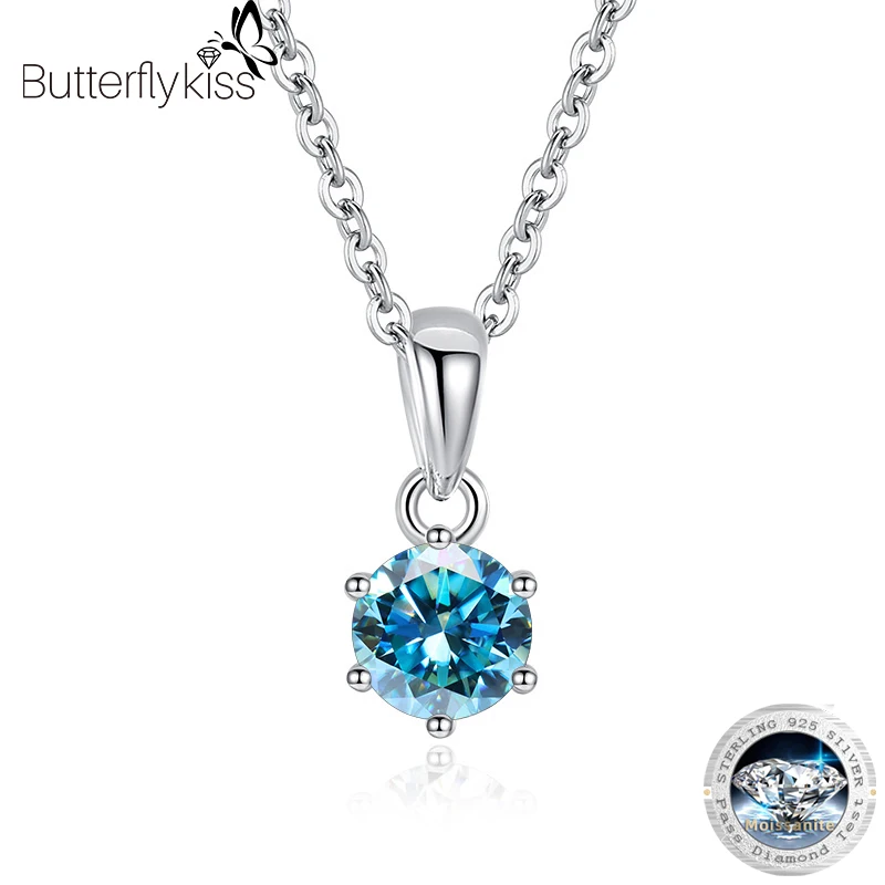 Butterflykiss Six Claw D Color 0.5/1/2/3 Carat Moissanite Pendant Necklace For Women S925 Sterling Silver Wedding Bridal Jewelry