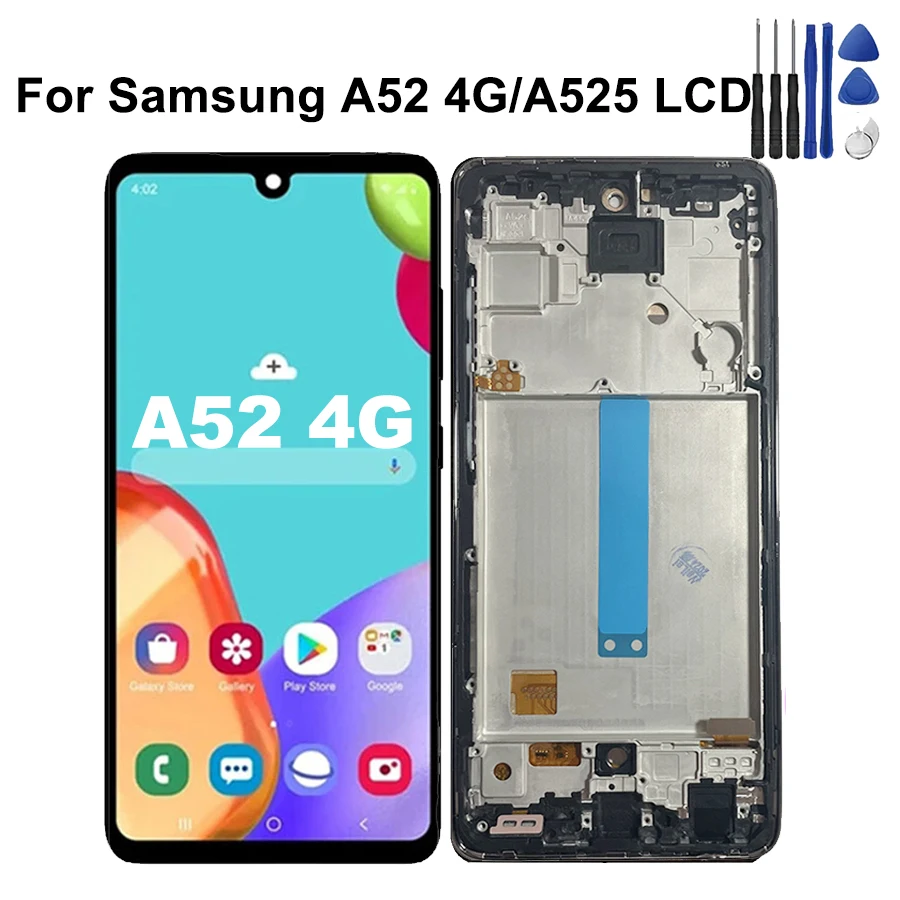 6.5\'\' SUPER AMOLED For Samsung A52 4G Display A525 A525M A525F LCD With Touch Screen Digitizer Assembly With Frame Repair Parts