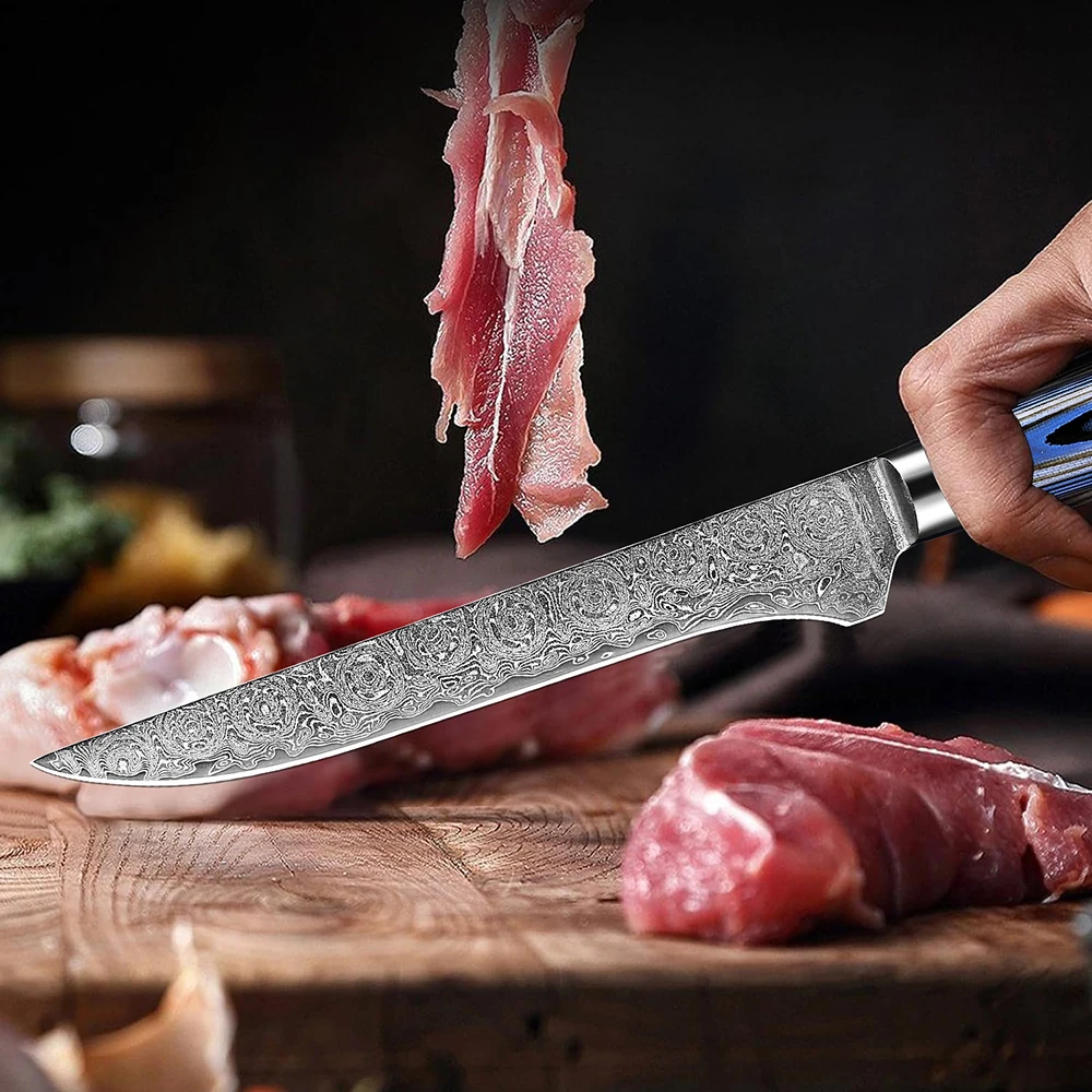 

XITUO Boning Knife 5.5-inch Pro Grade Boning Fillet Knife Damascus VG10 Steel Forged Knife for Meat, Fish, Deboning-G10 Handle