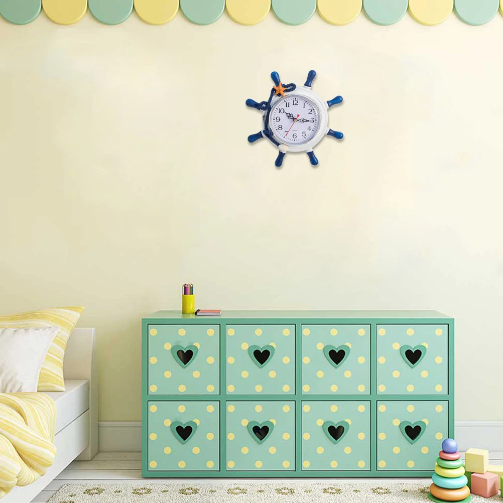 

Wooden Clock Wooden Wall Clock Retro Beach Star Home Decor Bedroom Living Room Office Long Use
