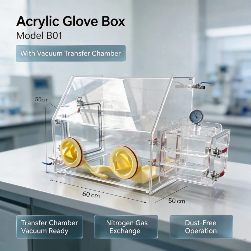 Acrylic Anaerobic Glove Box Dust Free Lab Nitrogen Inert Gas Sealed Chamber Simple Cell Inoculation Work Cabinet