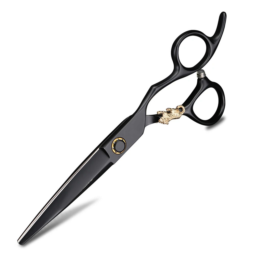 

【Free tags】6-inch black bearing hair scissors, barber 440C steel cutting scissors and thinning scissors