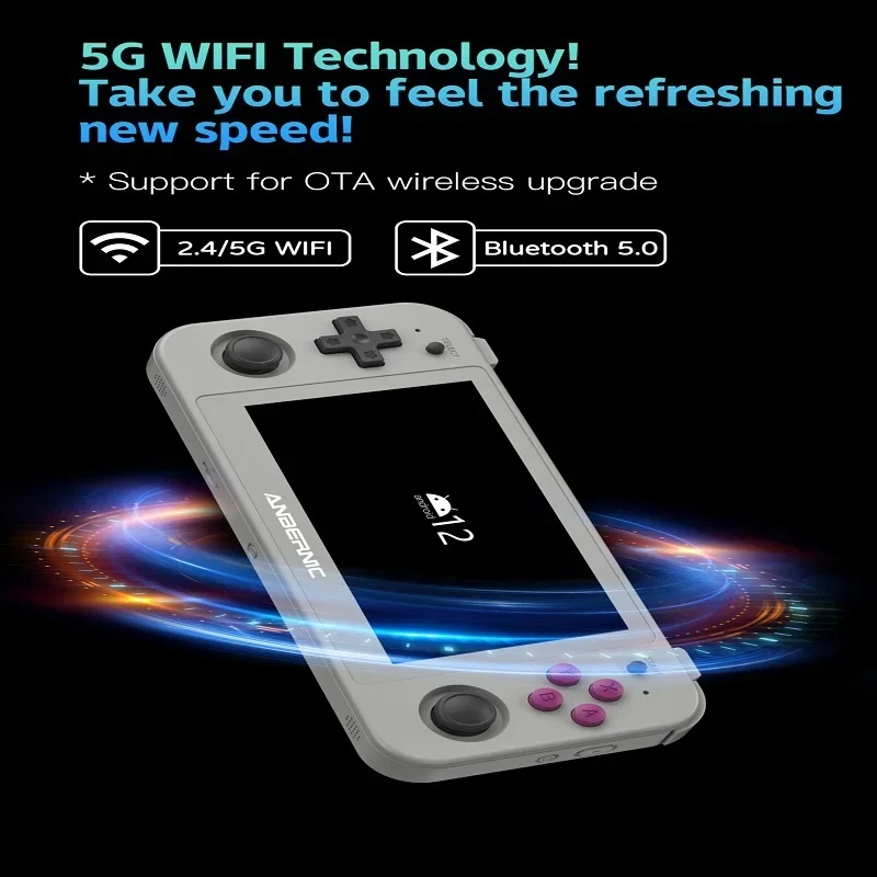 Anbernic Rg505 وحدة تحكم بجهاز لعب محمول أندرويد 12 نظام Unisoc Tiger T618 4.95 بوصة شاشة تعمل باللمس Oled مع وحدات تحكم ألعاب الفيديو