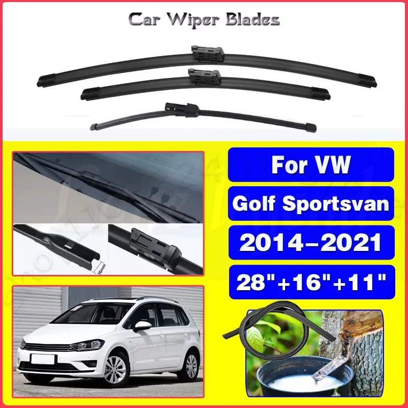 

For Volkswagen VW Golf Sportsvan 2014 - 2021 Windscreen Windshield Window Wipers Blades 28"+16"+11" Silent upgrade version