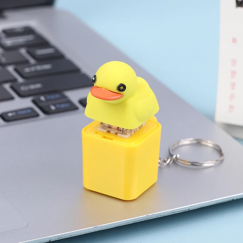 1PC Little Yellow Duck Key Switch Keychain Relief Stress Gifts For Adults Shaft Tester Mechanical Keyboard Fidget Button Toys