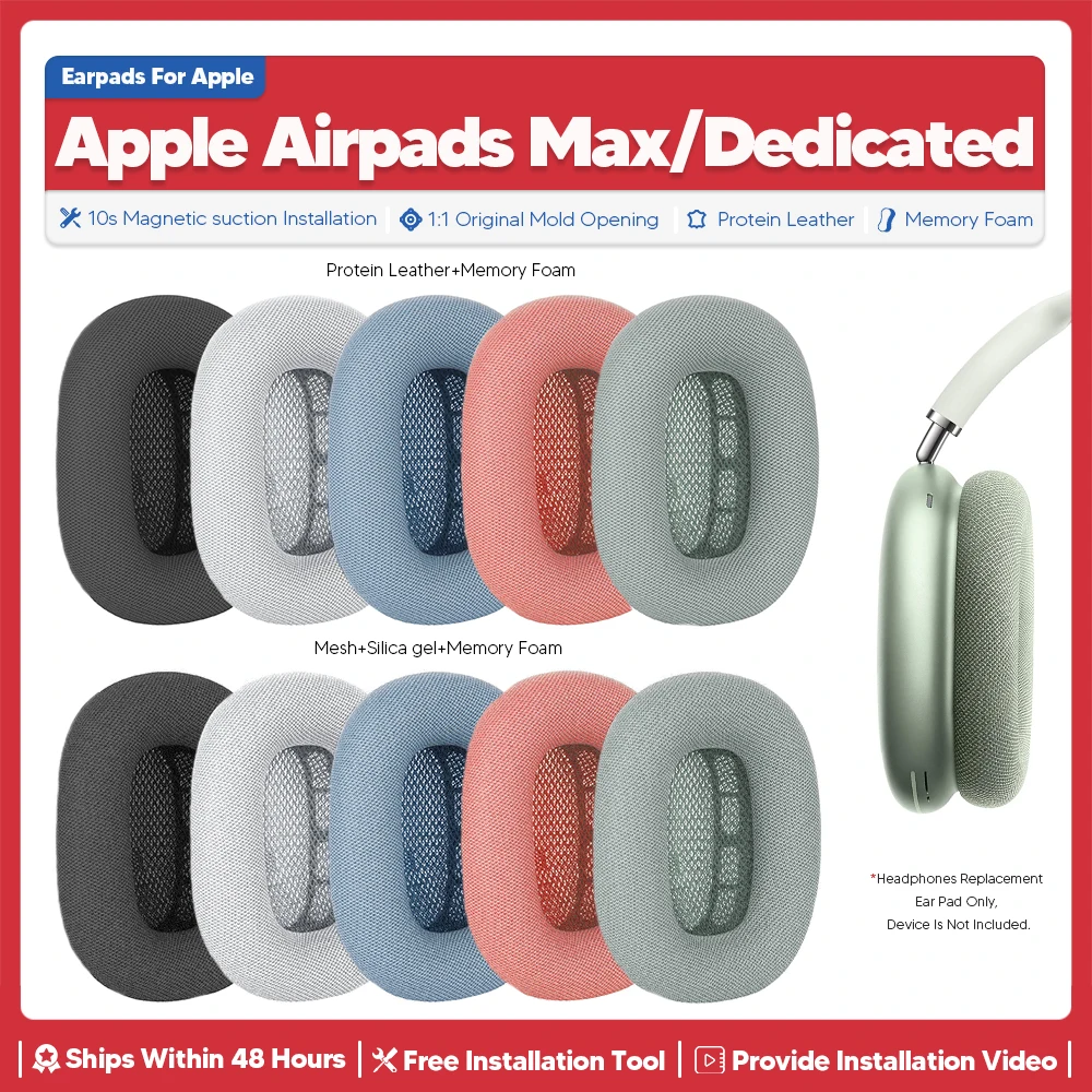 Replacement Ear Pads For Apple Airpods Max Wireless Headphone Accessories Ear Cushion Memory Foam Ear Cups Repair Parts Memory