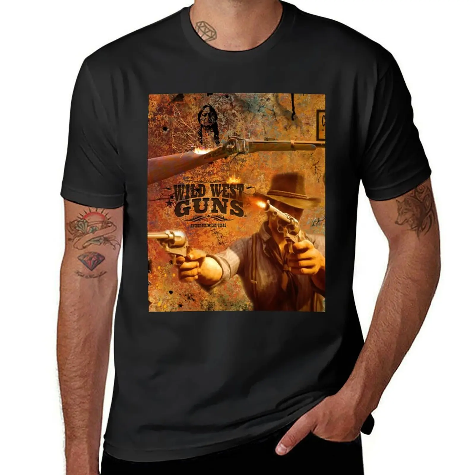 WILD WEST GUNS T-Shirt customizeds blanks mens graphic t-shirts hip hop