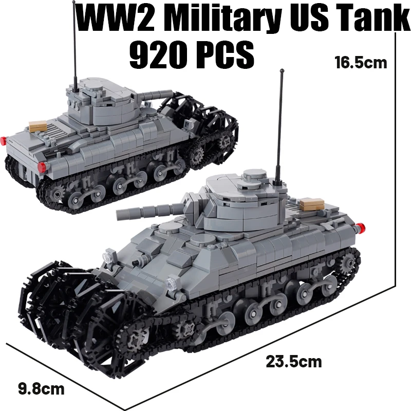 

WW2 Military US Tank Building Blocks WW1 Army Soldier Figures Car War Cannon Gun Land Mine Vehicle Weapons MOC Bricks Toys Boys